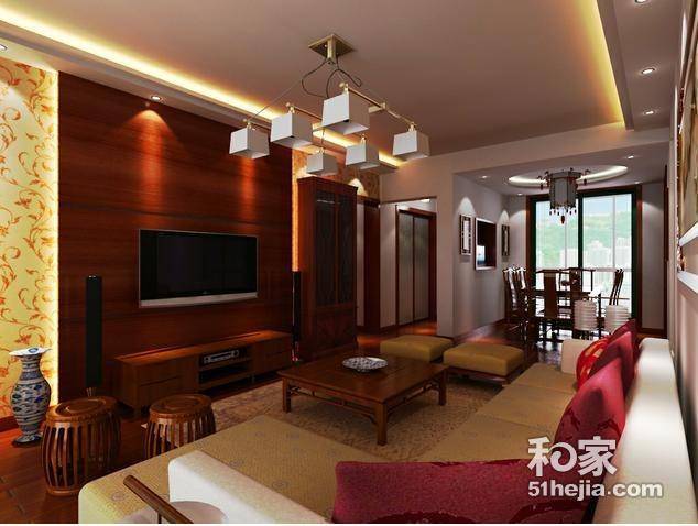 点击大图看下一张：新中式客厅设计风格低调简单