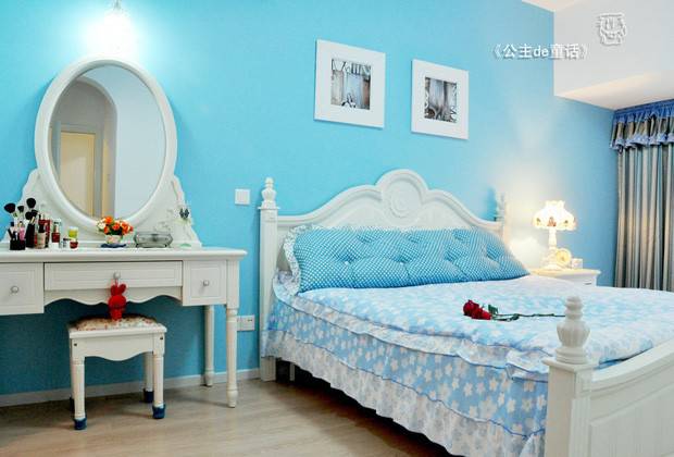 点击大图看下一张：小清新女生田园卧室设计粉嫩温暖
