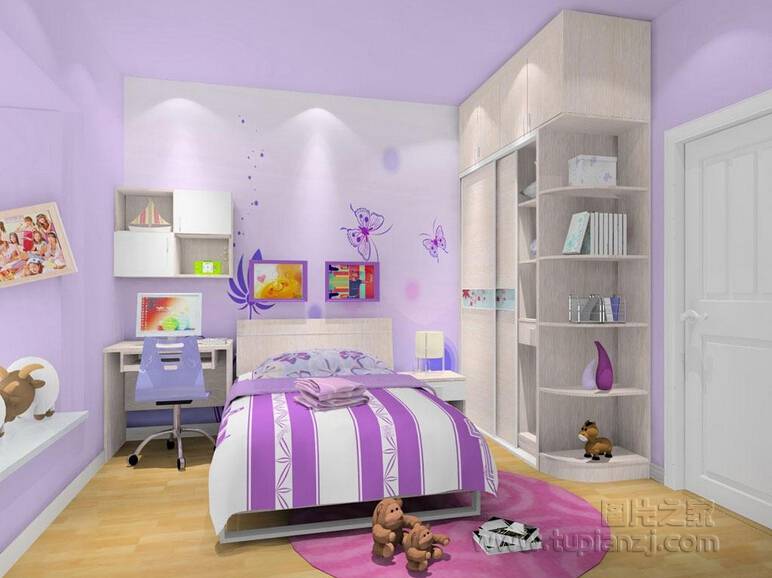 点击大图看下一张：梦幻可爱的儿童房装修效果图