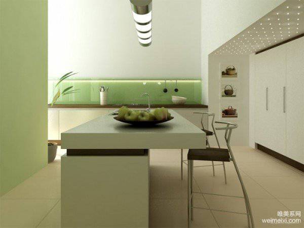 点击大图看下一张：厨房餐厅一体化唯美设计方案