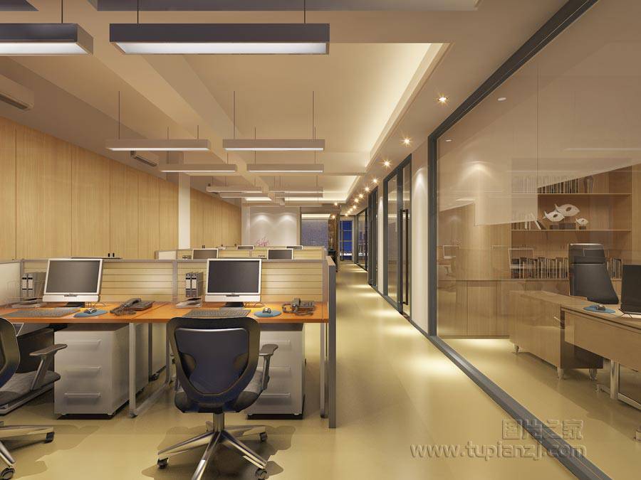 点击大图看下一张：现代时尚开放式办公室装修设计图片