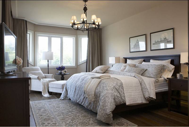 点击大图看下一张：别墅卧室优雅简欧风格效果图