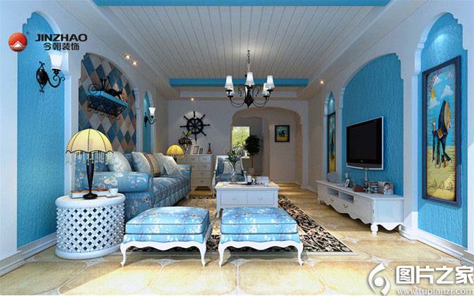 点击大图看下一张:时尚清新的地中海风格装修图片