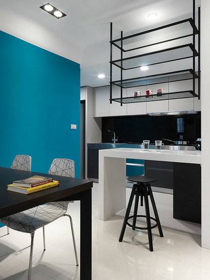 点击大图看下一张：清新蓝色现代小户型公寓设计