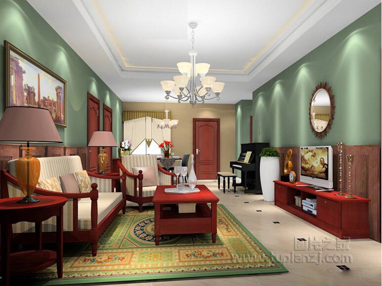 点击大图看下一张：现代混搭装修风格客厅吊顶设计图片