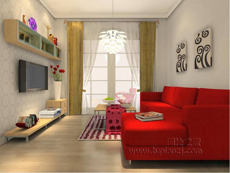 点击大图看下一张：65平小户型客厅装修效果图