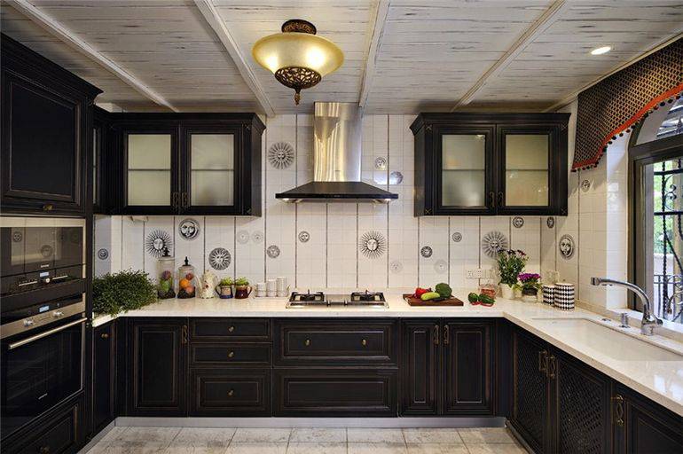 点击大图看下一张：欧式新古典厨房装修图片精美实用