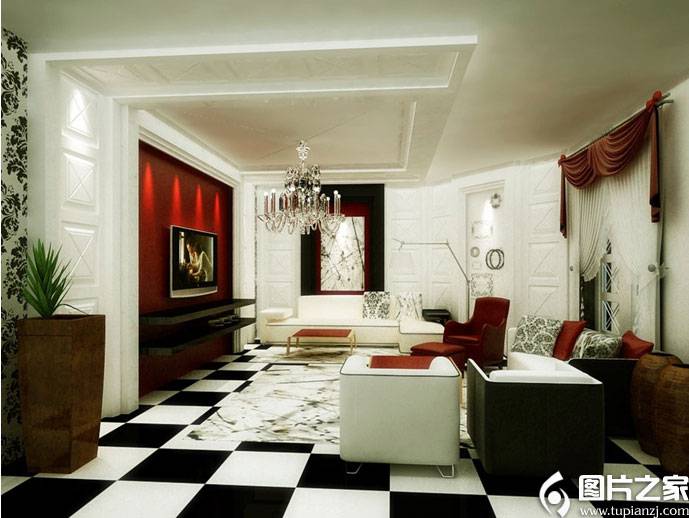 点击大图看下一张：欧式客厅装修设计图奢华精美