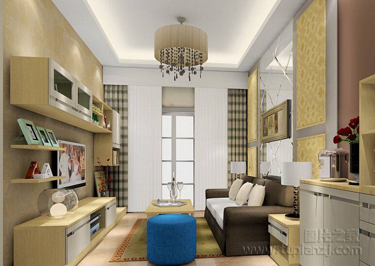 点击大图看下一张：混搭客厅吊顶设计素材欣赏
