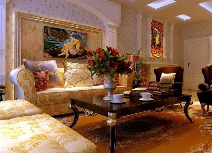点击大图看下一张：欧式别墅客厅装修效果图片