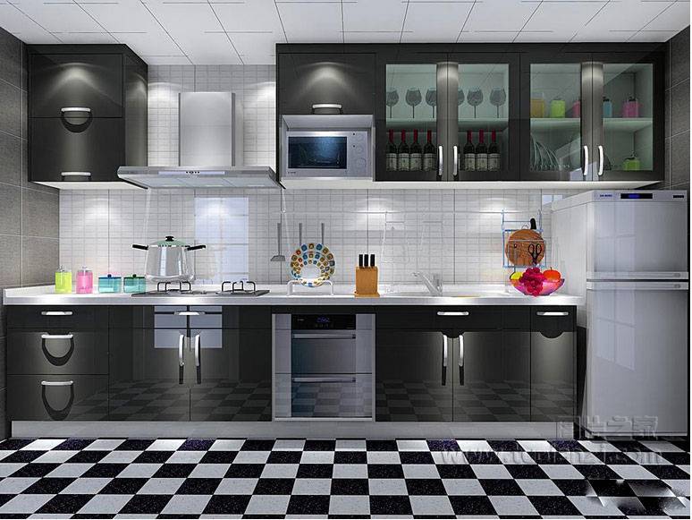 点击大图看下一张：现代风格厨房装修图优雅清新