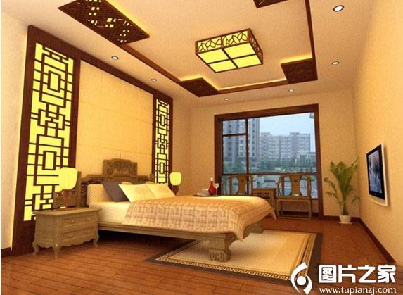 点击大图看下一张：中式现代别墅卧室装修效果图大全