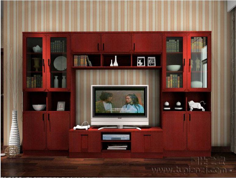 点击大图看下一张：古典中式电视墙效果图欣赏