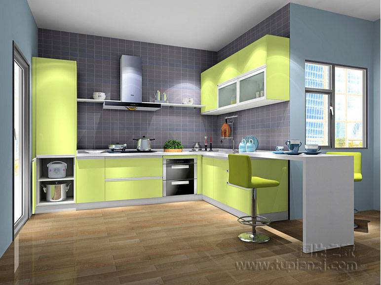 点击大图看下一张：现代风格厨房装修图优雅清新