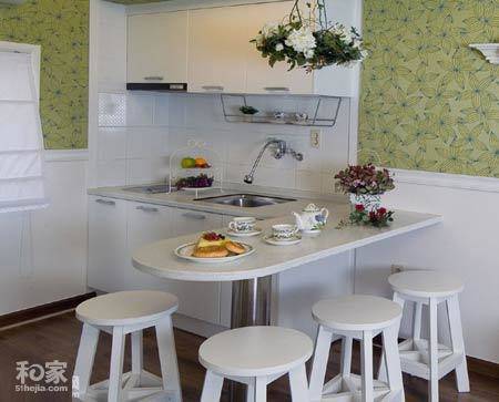 点击大图看下一张：厨房内吧台现代装修效果图时尚创意