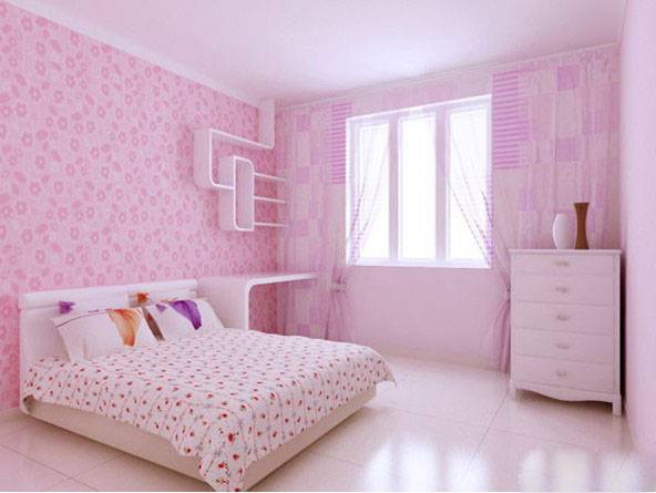 点击大图看下一张：浪漫女生田园卧室装修图片