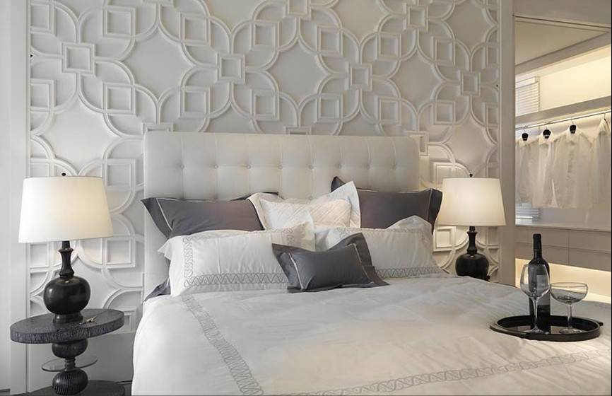 点击大图看下一张：现代中式卧室装修效果图时尚舒适