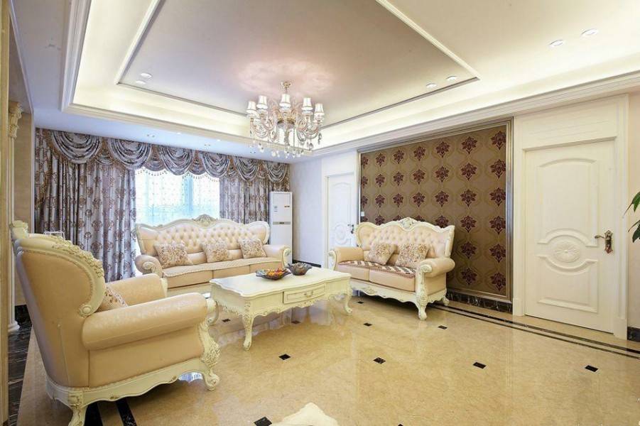 点击大图看下一张:客厅简欧风格装修效果图低调奢华