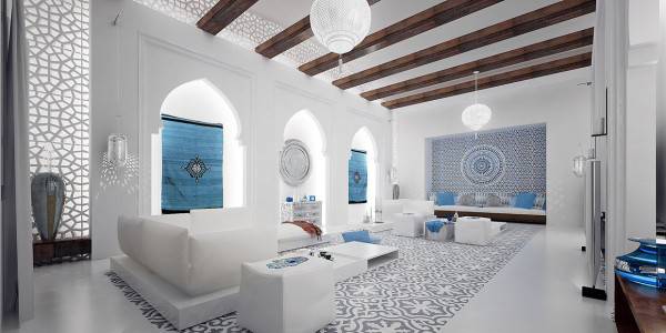 点击大图看下一张：摩洛哥复古纯白室内装修效果图