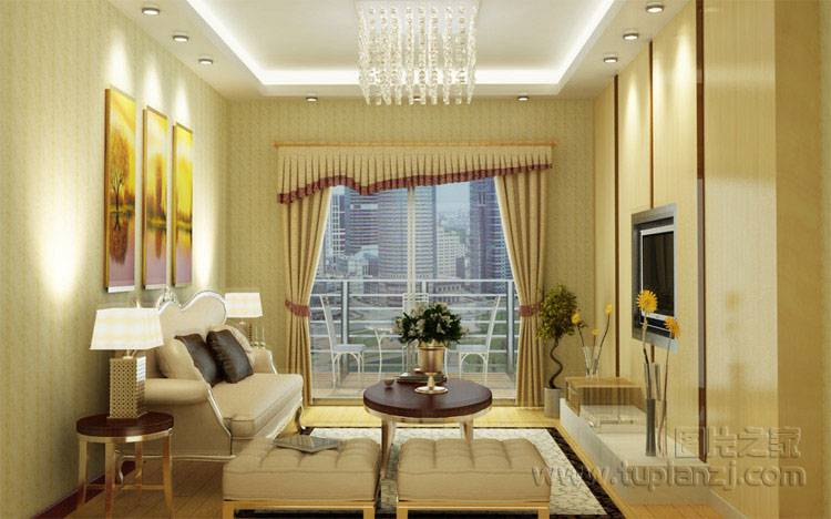 点击大图看下一张:豪华时尚客厅窗帘效果图