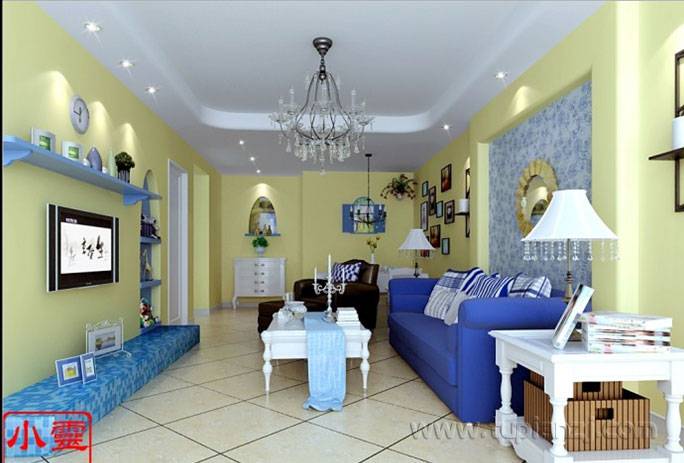 点击大图看下一张：浪漫唯美的客厅地中海风格简约效果