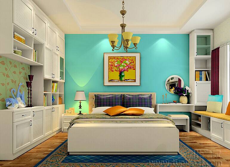 点击大图看下一张：浪漫梦幻的韩式风格卧室装修效果图欣赏