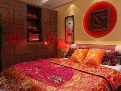 点击大图看下一张：中式卧室现代简约装修效果图优雅庄重