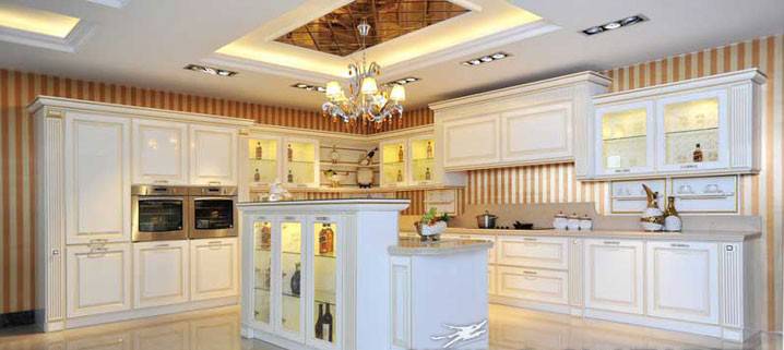 点击大图看下一张：欧式别墅风格开放式厨房装修效果图