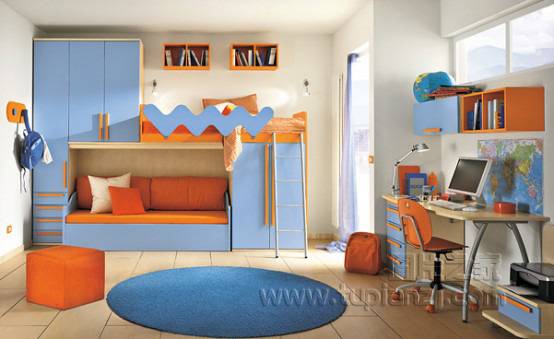 点击大图看下一张：小户型儿童卧室室内整洁温暖设计效果图