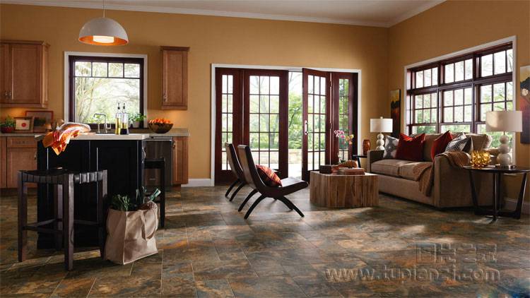 点击大图看下一张：客厅瓷砖装修效果图大方整洁