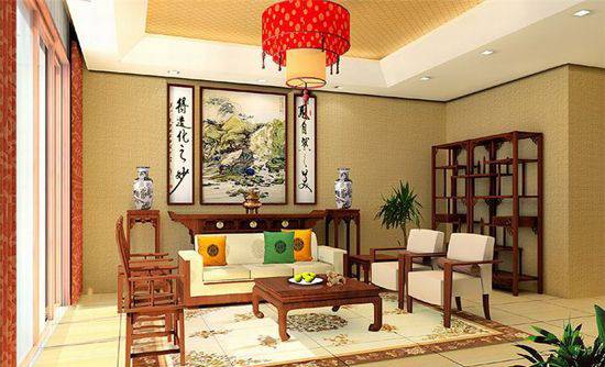 点击大图看下一张：中式别墅客厅装修效果图大气奢华