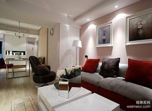 点击大图看下一张：90平米两居室现代装修图温馨舒适