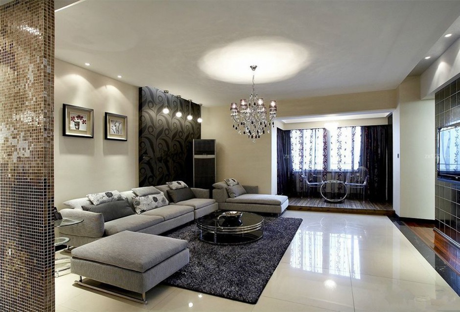 点击大图看下一张：现代简欧客厅装修时尚大方