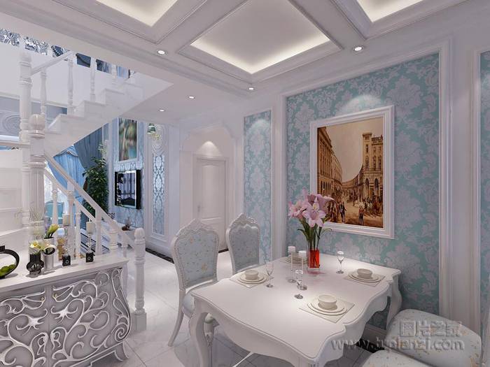 点击大图看下一张：浪漫之都的法式餐厅装修效果图