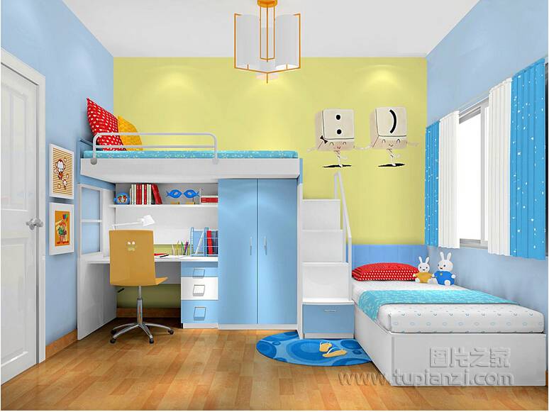 点击大图看下一张：色彩斑斓的可爱儿童房装修效果图欣赏