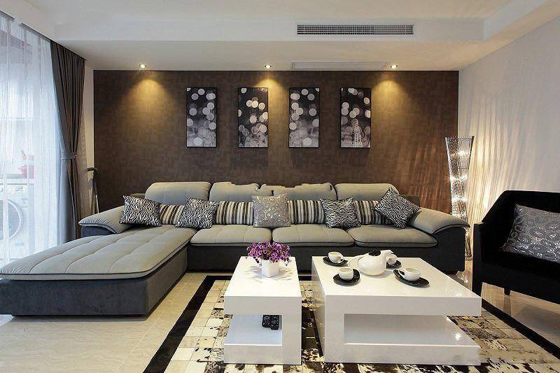 点击大图看下一张：后现代时尚客厅背景墙装修效果图