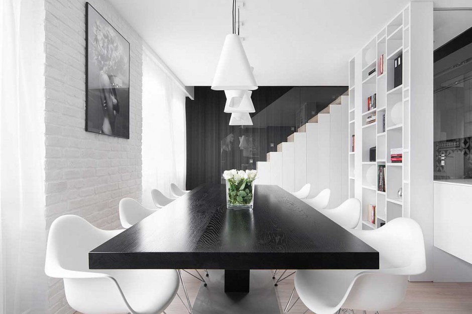 点击大图看下一张：黑白创意线条精简风格公寓
