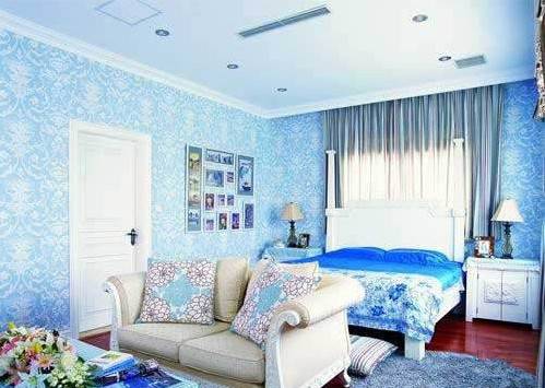 点击大图看下一张：小清新地中海唯美卧室装修整洁时尚