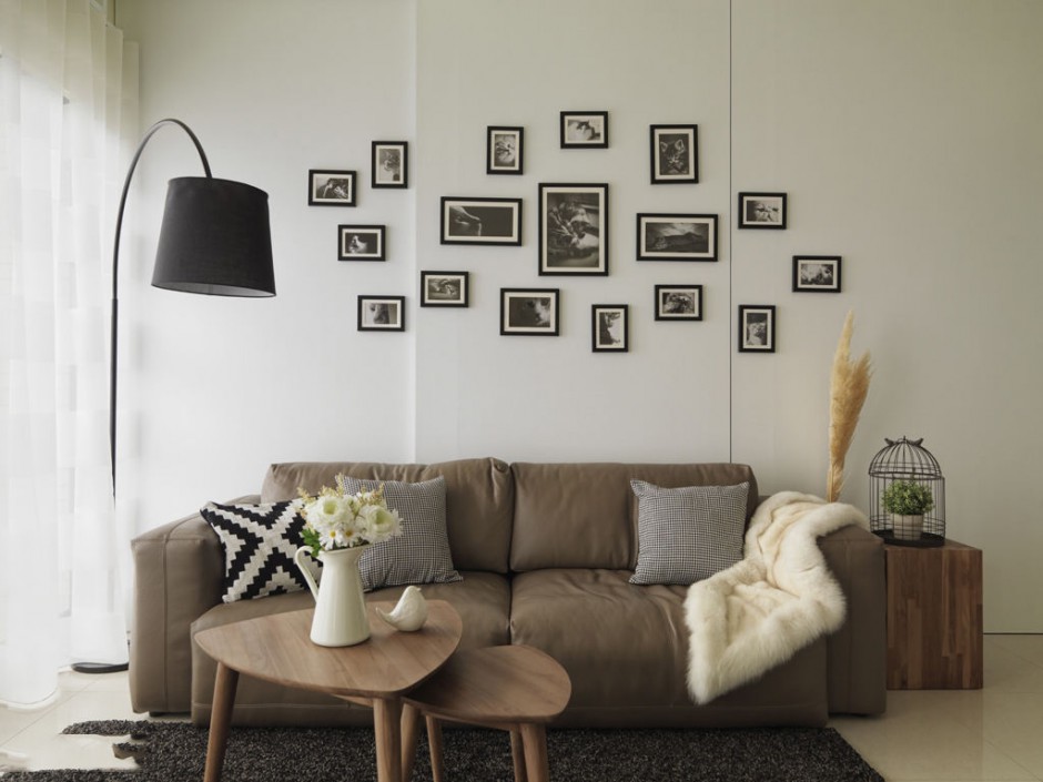 点击大图看下一张：小户型客厅相片墙效果图赏析