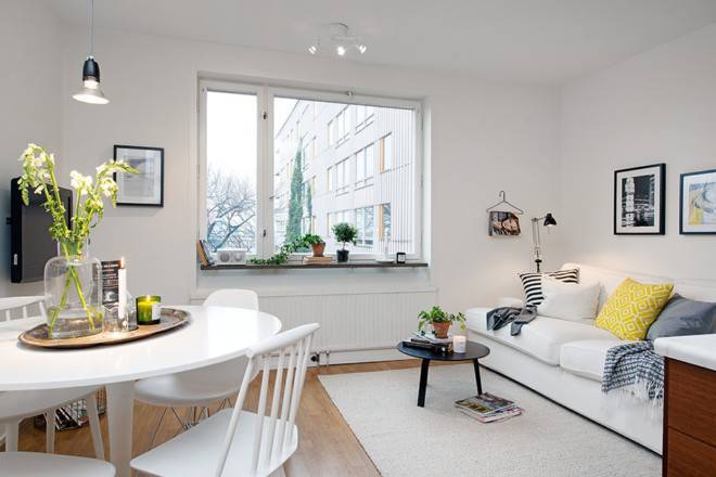 点击大图看下一张：小型公寓白色简约装修效果图舒适温馨