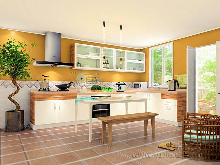 点击大图看下一张：欧式公寓简约厨房装修效果图