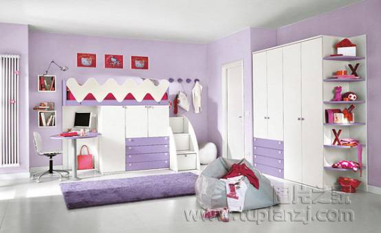 点击大图看下一张：小户型儿童卧室室内整洁温暖设计效果图