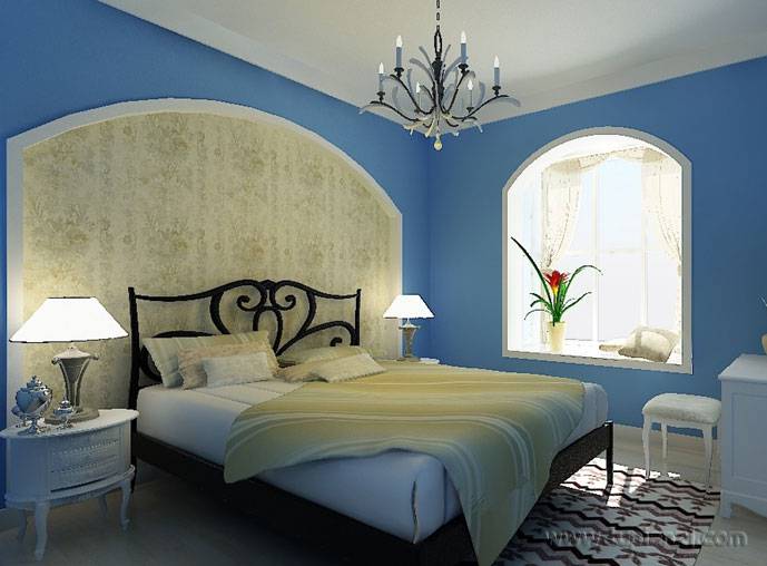 点击大图看下一张：风格清新的地中海卧室装修图片