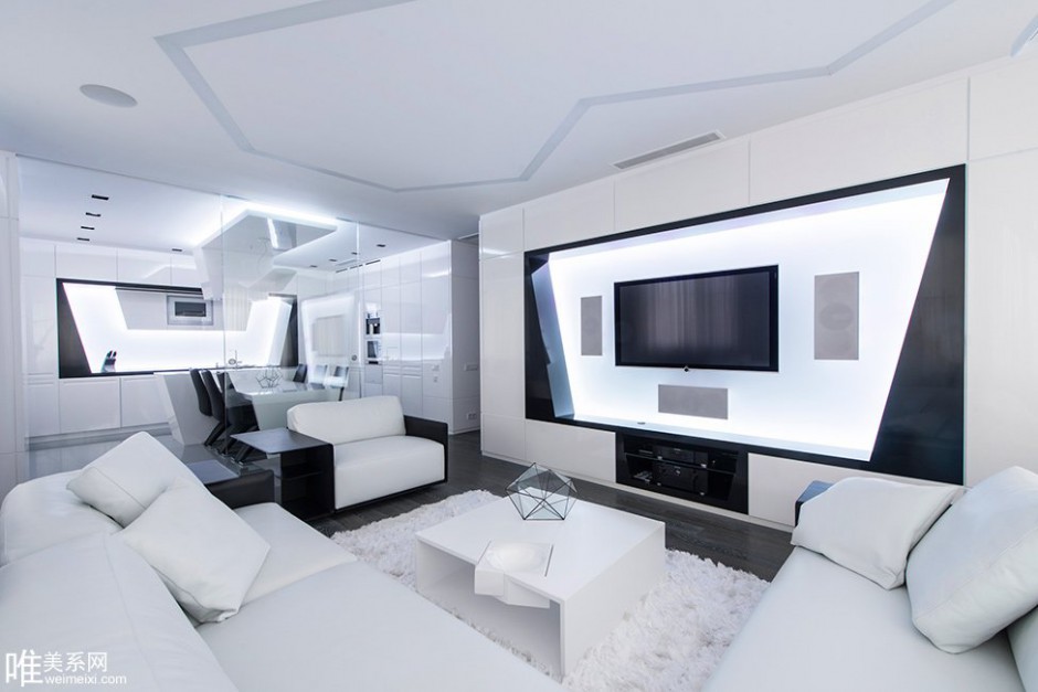 点击大图看下一张：奢华科技感十足大户型公寓设计