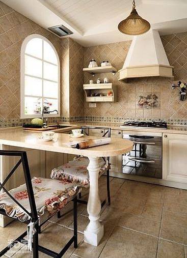 点击大图看下一张：厨房吧台极简装修效果图时尚个性