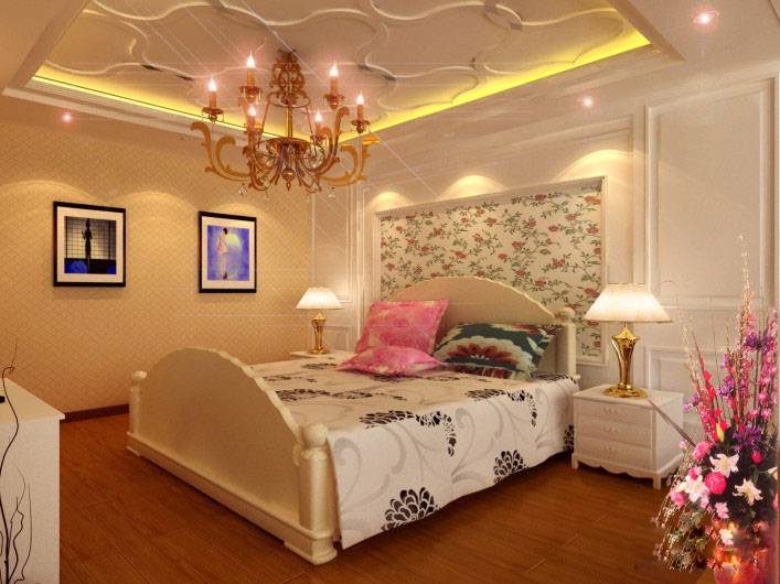 点击大图看下一张：卧室欧式装修效果图低调奢华