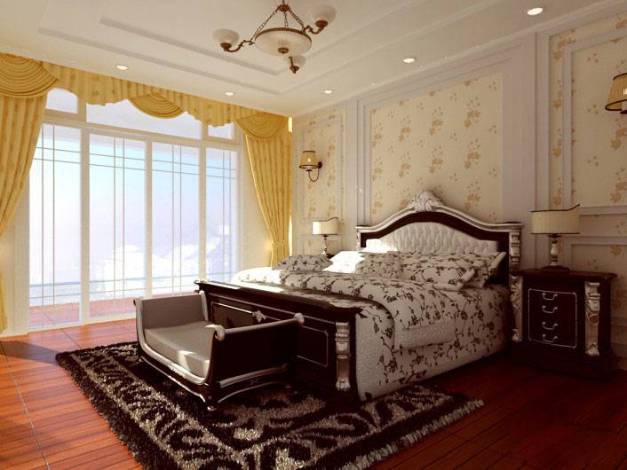 点击大图看下一张：卧室欧式装修效果图低调奢华