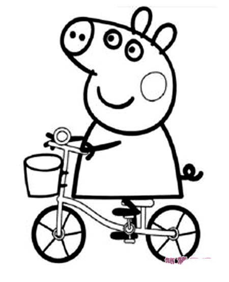 小猪佩奇骑自行车简笔画图片
