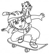 幼儿关于迪亚哥玩滑板简笔画图片