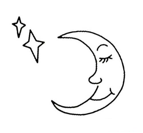 睡觉的月亮简笔画图片